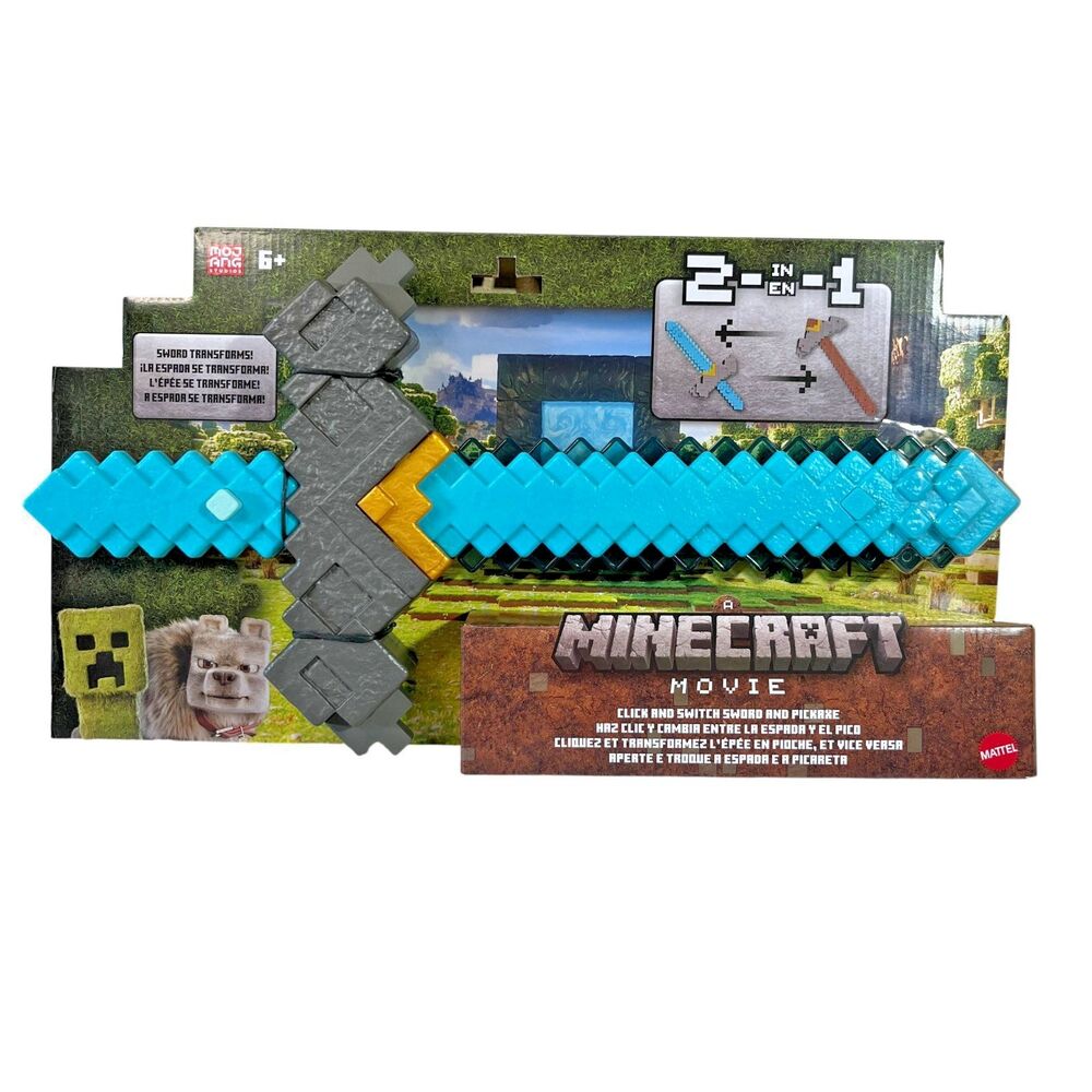 Minecraft Movie 2-in-1 Click Switch Sword Pickaxe Toy New in Box